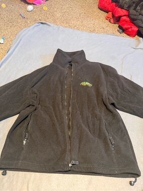 Lake Matley Black Fleece Jacket with Green Logo Patch